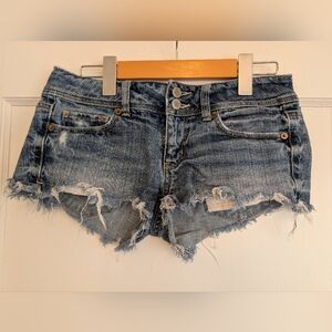 American Eagle Outfitters Blue Distressed Jean Shorts